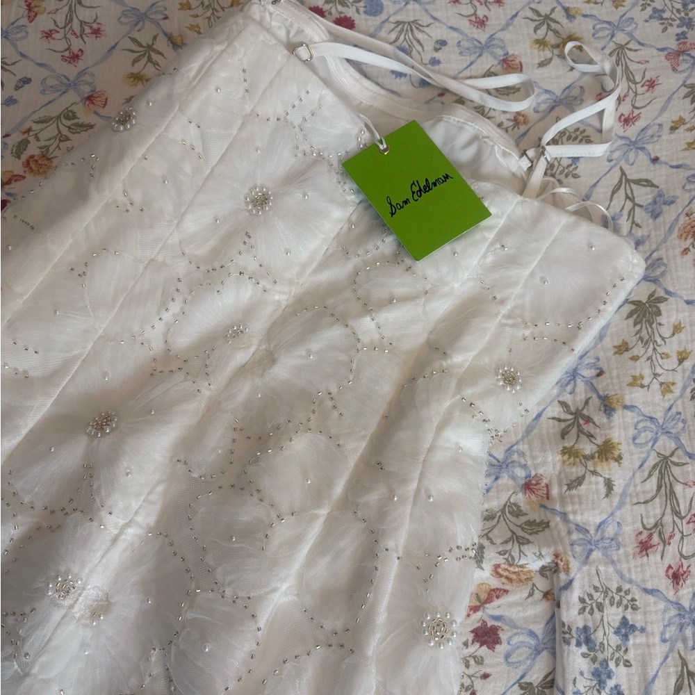 Sam Edelman Strapless White Floral Beaded Cocktail Dress - Picture 3 of 8